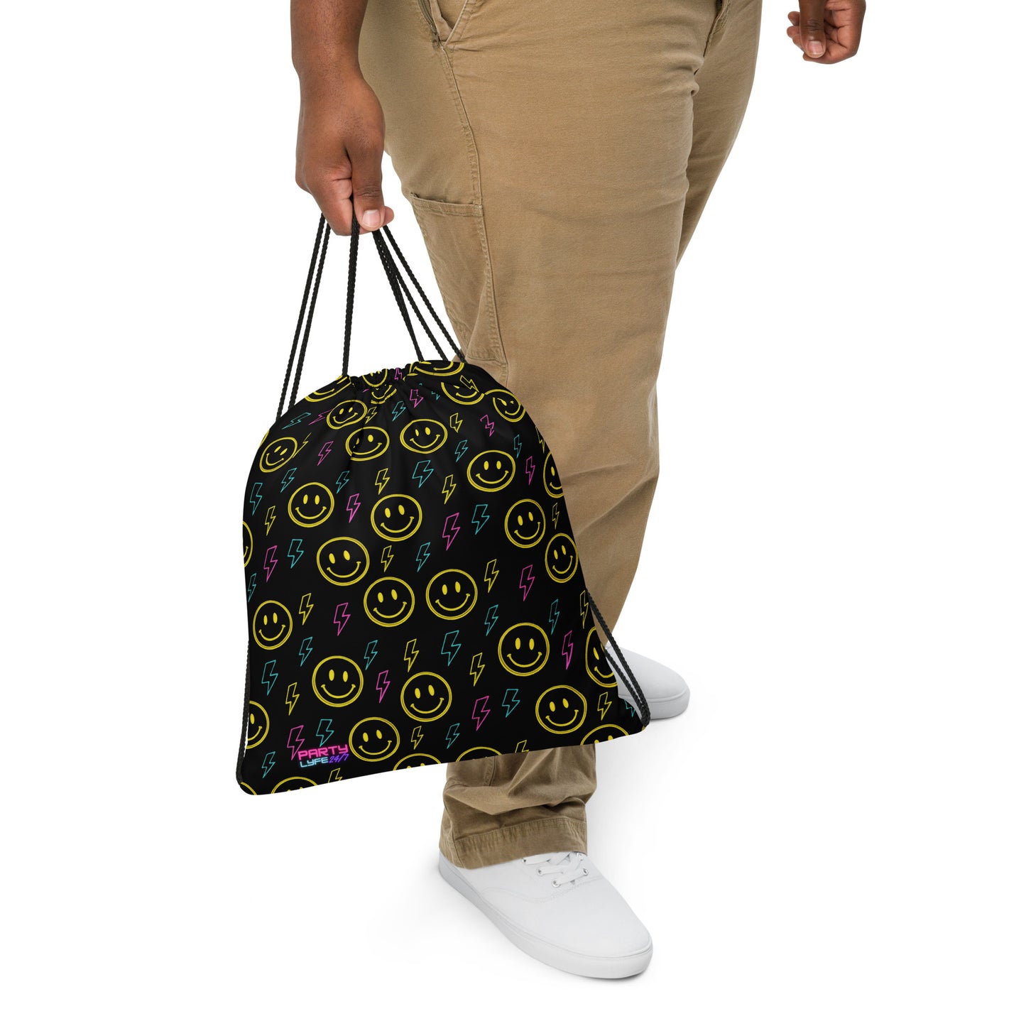 Electric Smiles Drawstring Bag